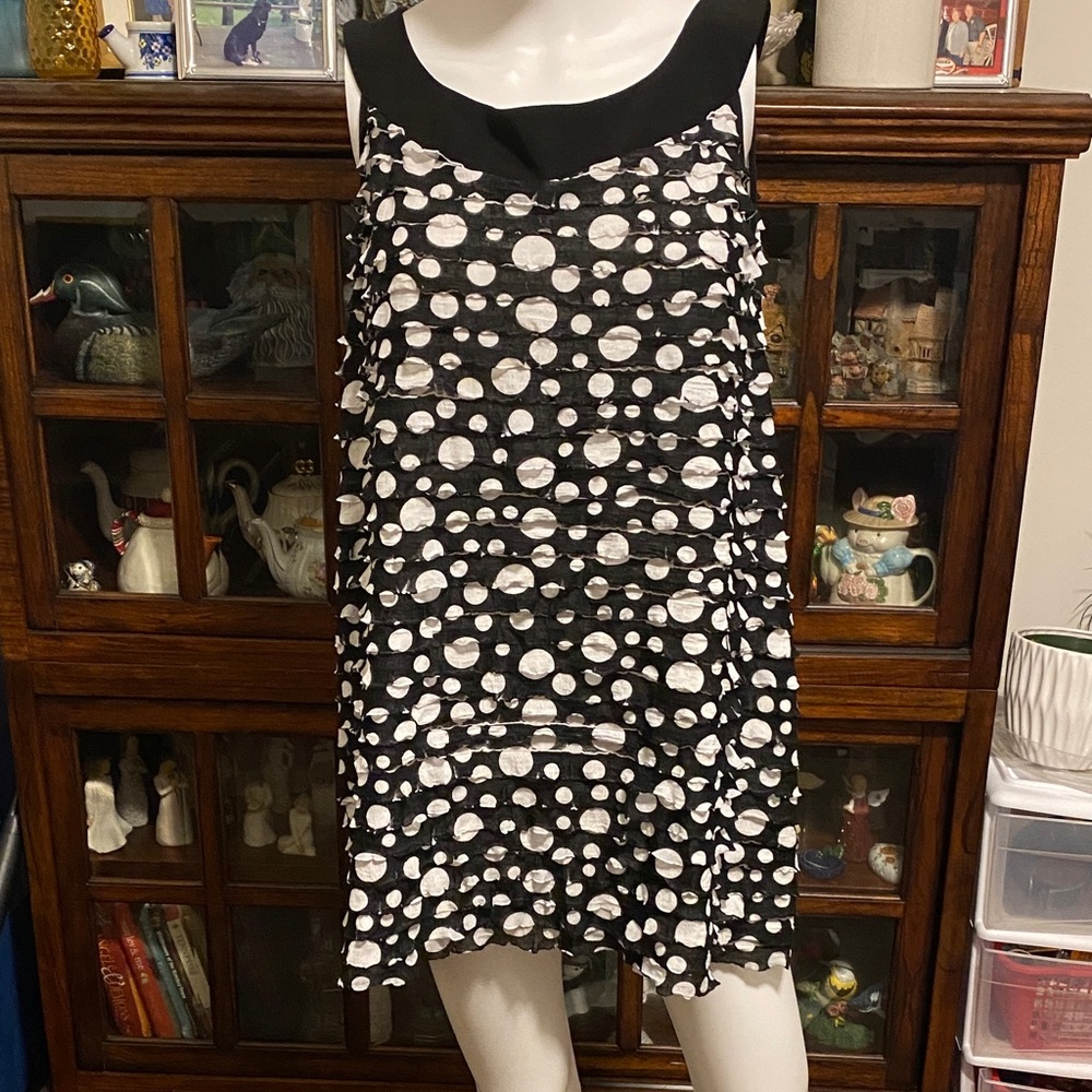 Cato Black and White Polka Dot Sleeveless Top